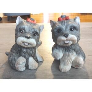 Vintage Set of 2 HOMCO Porcelain Dog Figurines 1475 - Yorkshire Terriers Yorkies